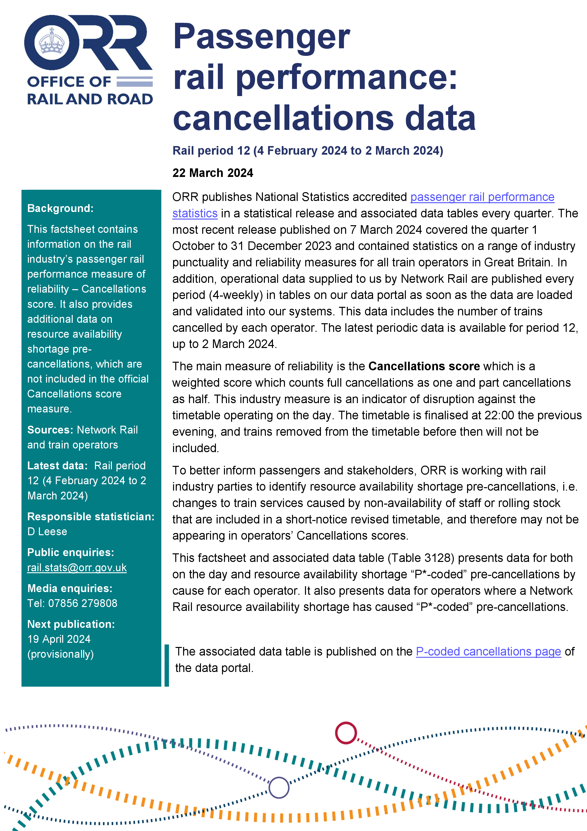 P-coded cancellations | ORR Data Portal
